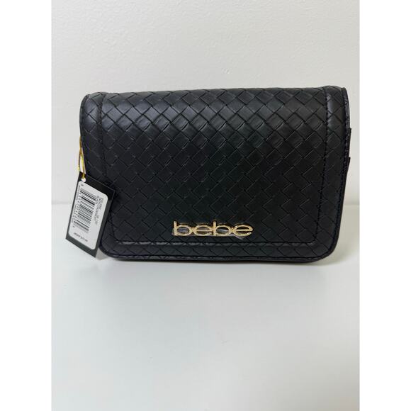 Bebe Taffy Small Crossbody Purse black Gold Chain Strap New - Picture 1 of 6